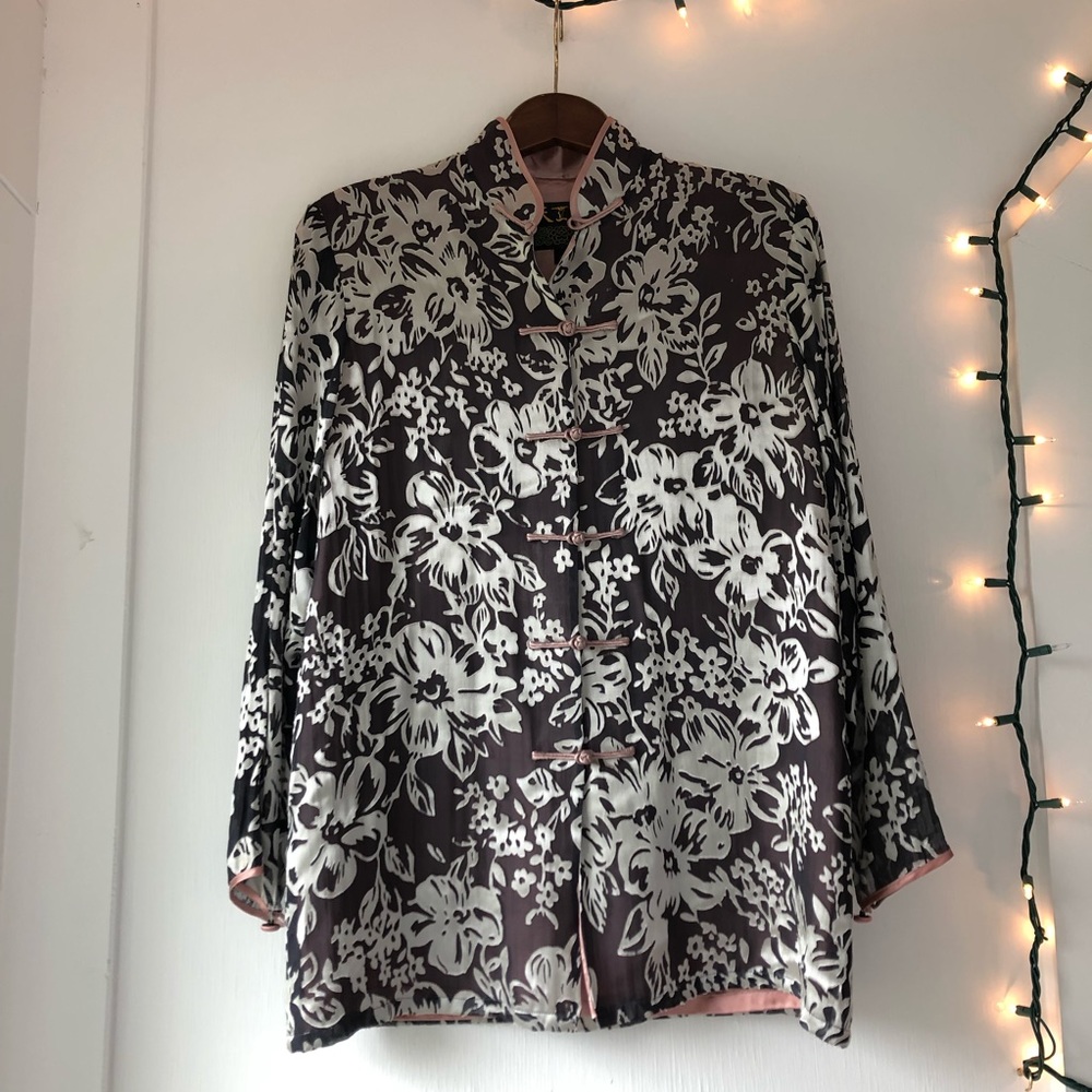 🐴EUC- Gorgeous Asian Silk Floral Jacket/ Shirt